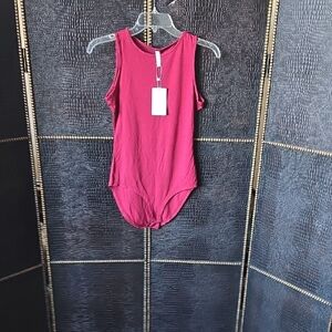 Sleeveless Ribbed Bodysuit in Magenta